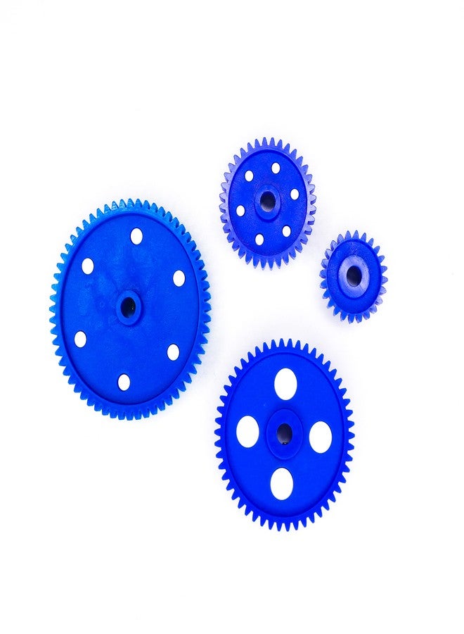 إلكترونيك سبايسس مجموعة تروس إلكترونية مكونة من 4 قطع، 61 سنًا + 50 سنًا + 36 سنًا + 26 سنًا، عجلات بلاستيكية زرقاء للمشاريع الإلكترونية والمدرسية (أزرق، 4) - Image 1